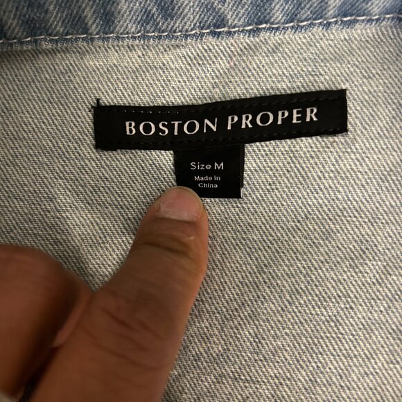 Boston Proper Luxe Pearl Denim Jacket | Heavyweight | NWT | Medium - Picture 3 of 11